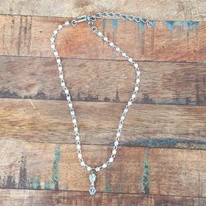 Beautiful Silver and CZ Choker Style Necklace